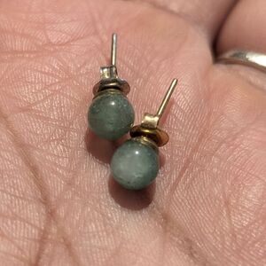 Natural green aventurine studs
